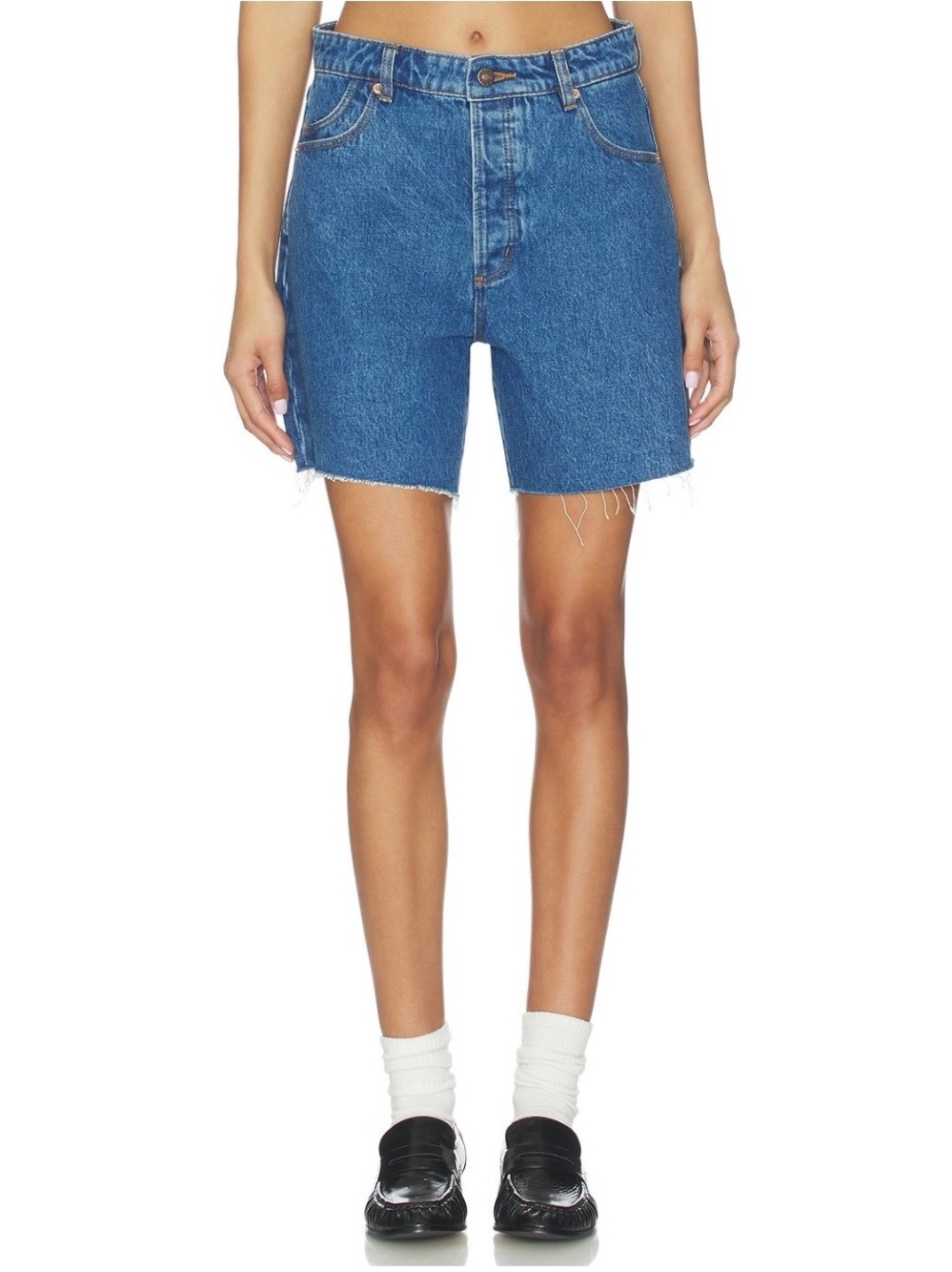 ROLLA'S Mid-Length Blue High-Rise Denim Shorts